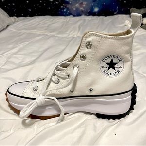 Converse Run Star Hike Hi canvas platform sneakers in white